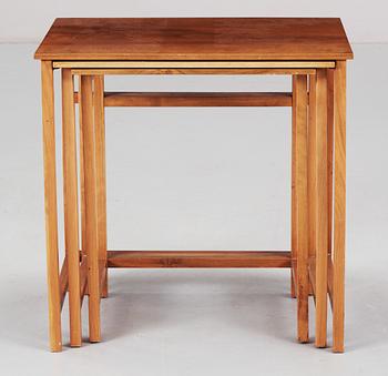A set of three Josef Frank mahogany occasional tables by Josef Frank Svenskt Tenn, model 618.