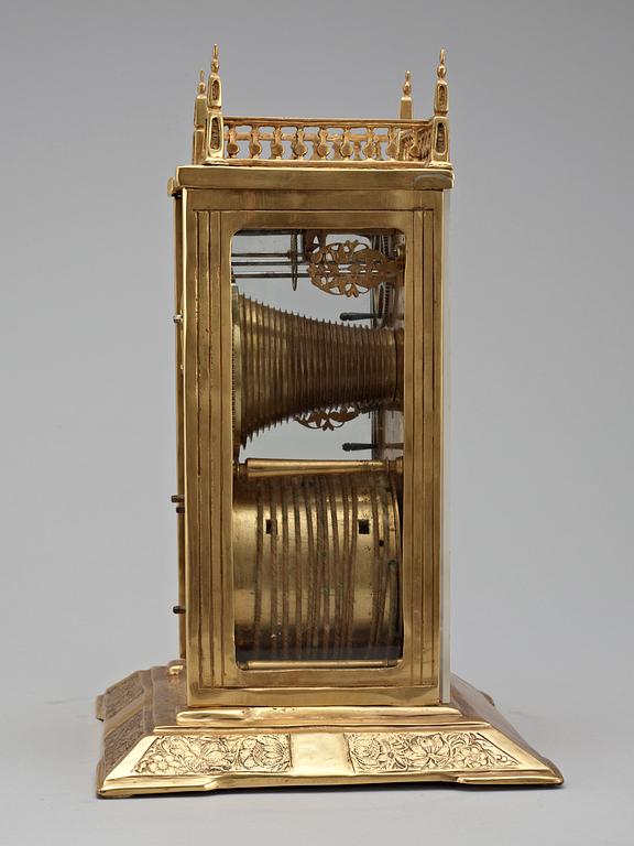 A German 17th Century table clock signed "Elias Kreidtmaier inn Fridberg" (Elias Kreitmayr I born 1639).