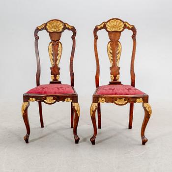 A pair of Louis XV style chairs early 1900.