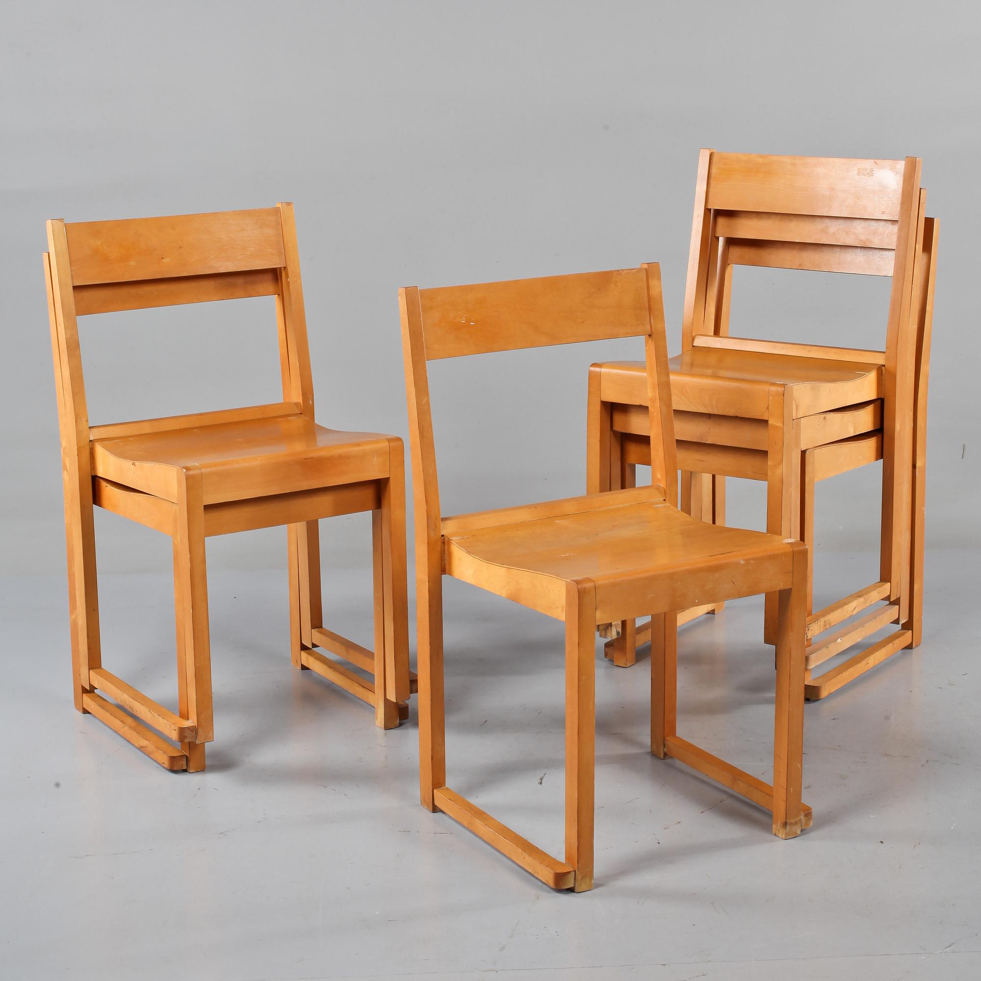 STOLAR, 6 st, sannolikt AB Svenska Möbelfabrikerna, Bodafors, 1900-talets mitt.