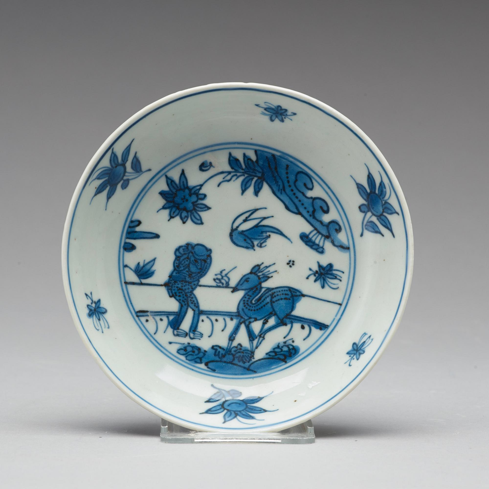 A set of 10 (9+1) blue and white dishes, Ming dynasty, Tianqi/Chongzhen.