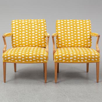 JOSEF FRANK, a pair of 969  armchairs, Firma Svensk Tenn.
