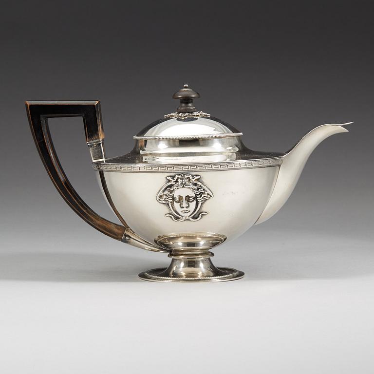 A Swedish 19th century silver tea-pot, Adolf Zethelius, Stockholm 1812.