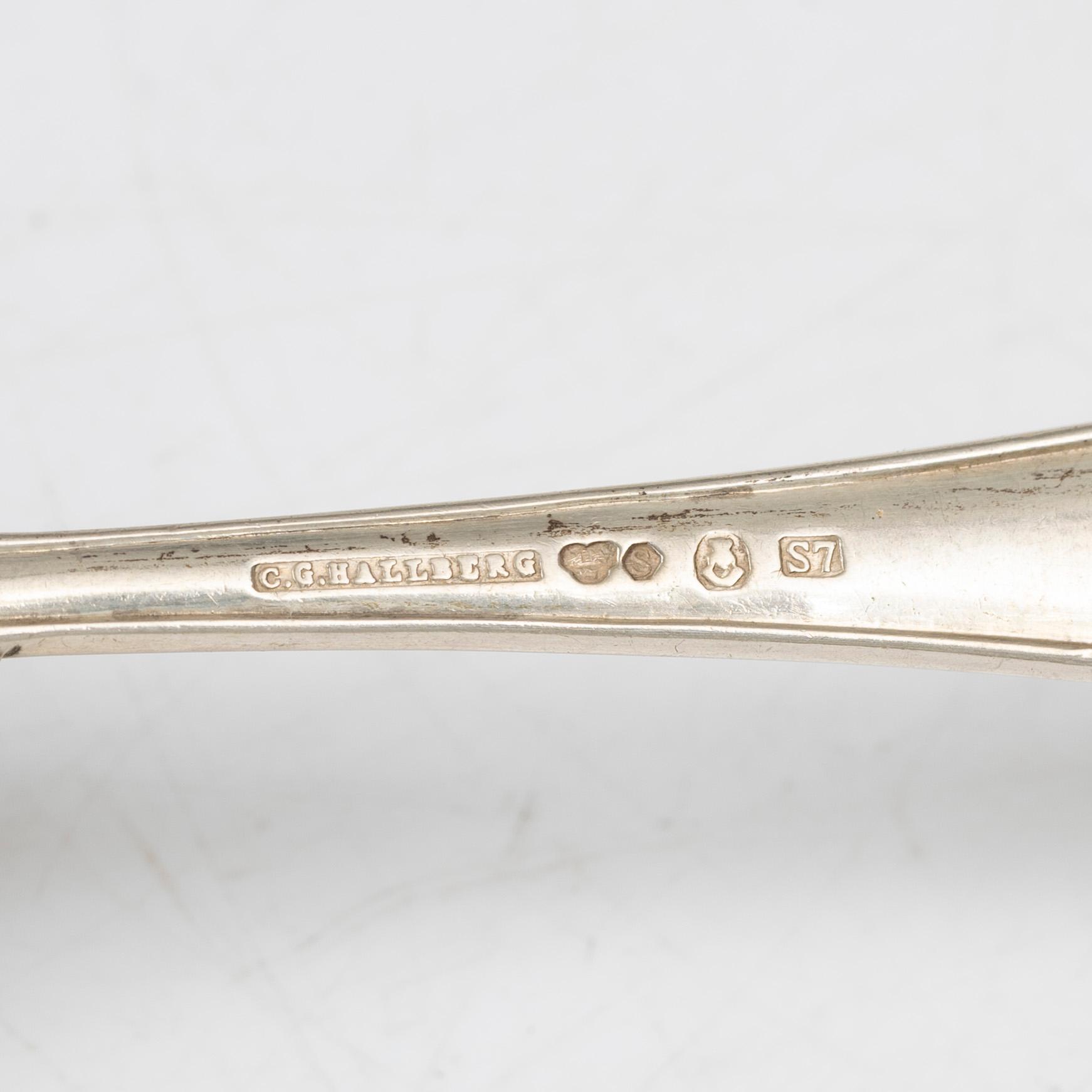 A 110 piece silver cutlery service, "Svensk spets", mostly CG Hallberg, first half of the 20th Century.