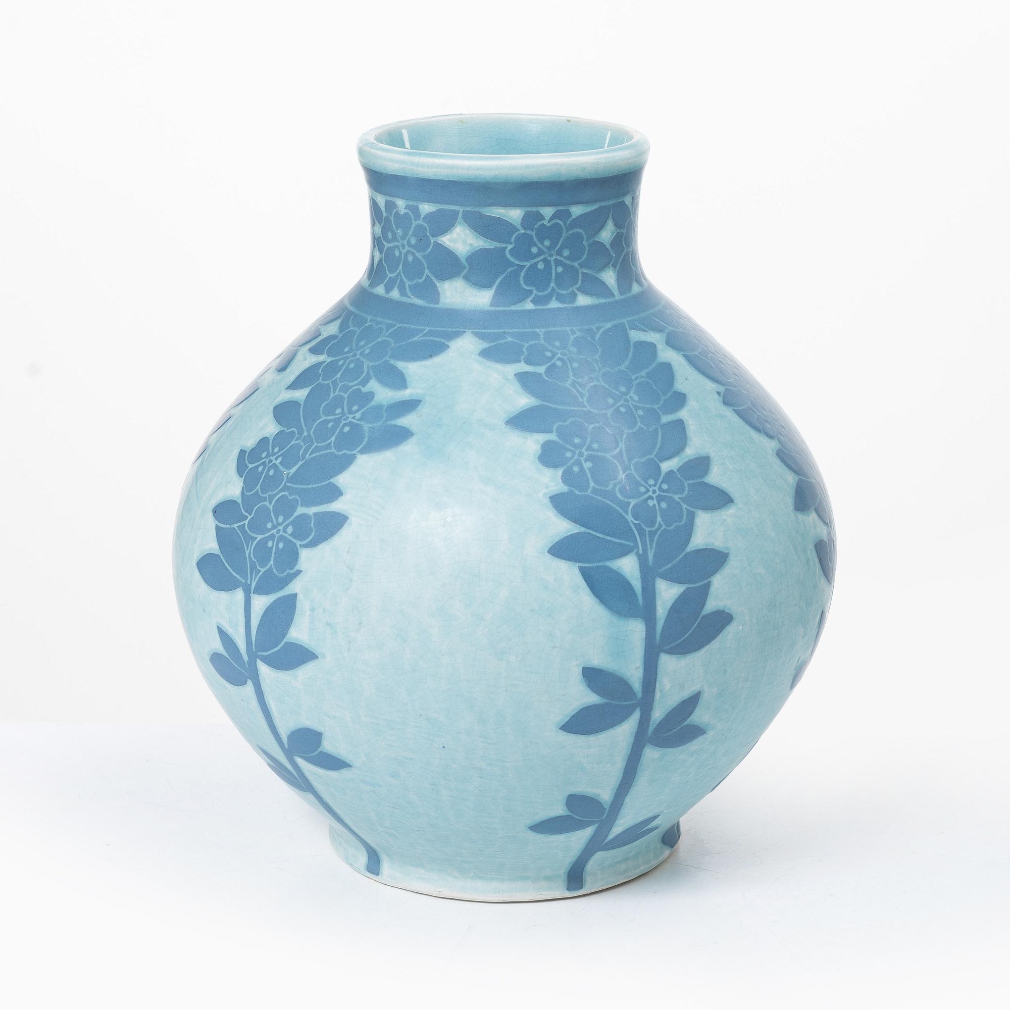 Josef Ekberg, A Swedish  'Sgrafitto' Jugend vase, Gustafsberg, 1911.