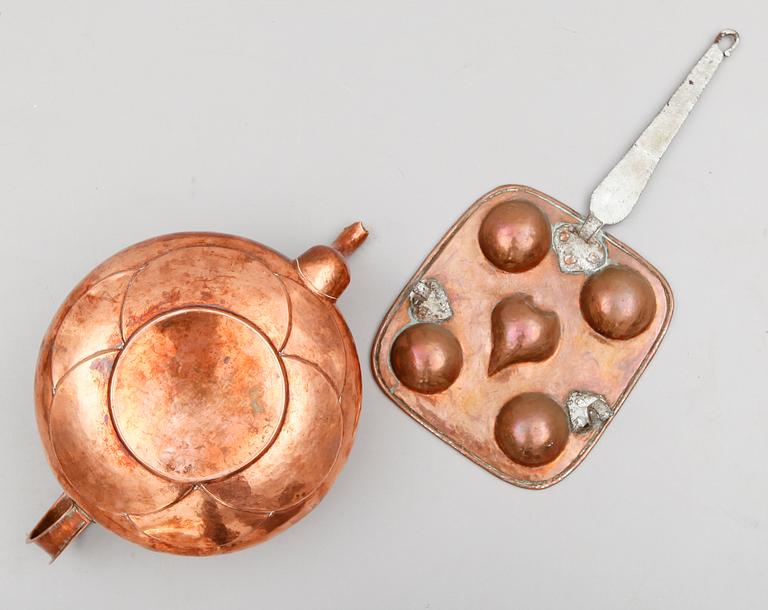 MUNKPANNA SAMT KANNA, koppar,1800-tal.