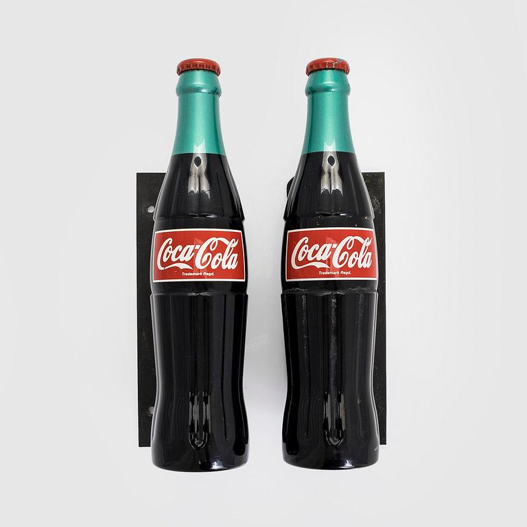 Door handles, a pair, Coca-Cola, metal, 1950/60s.