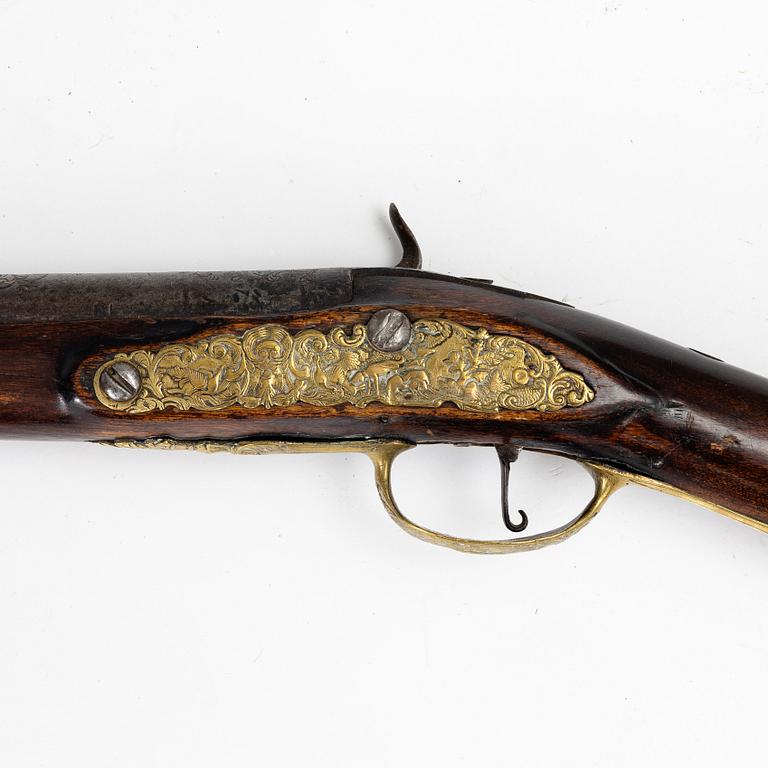 Percussion gun, converted from flintlock, Sweden, 18th century.