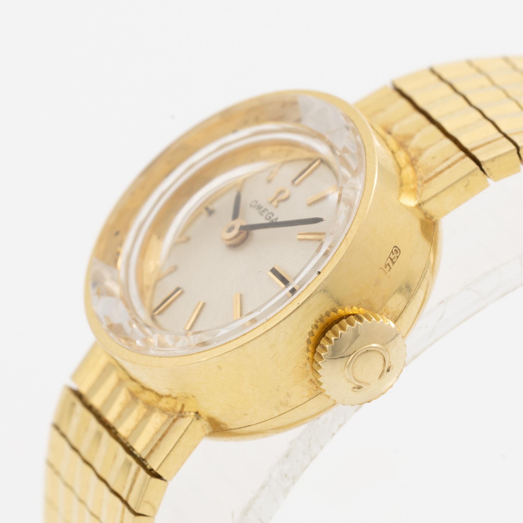 Omega, wristwatch, 18K gold, 17 mm.
