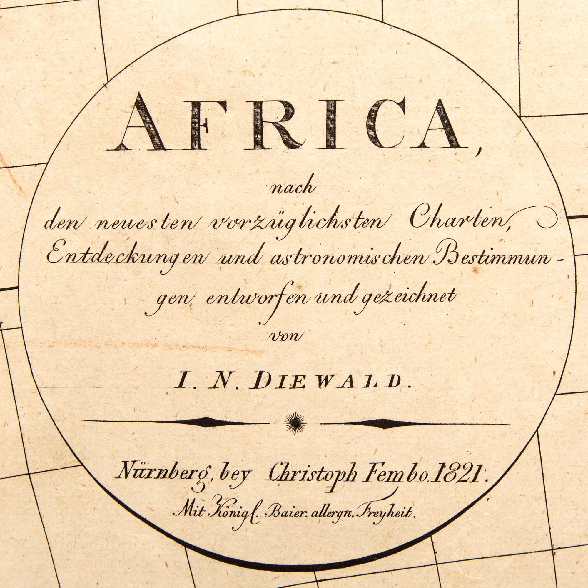 Johann Nepomuk Diewald, karta, handkolorerat kopparstick, Nürnberg 1821.
