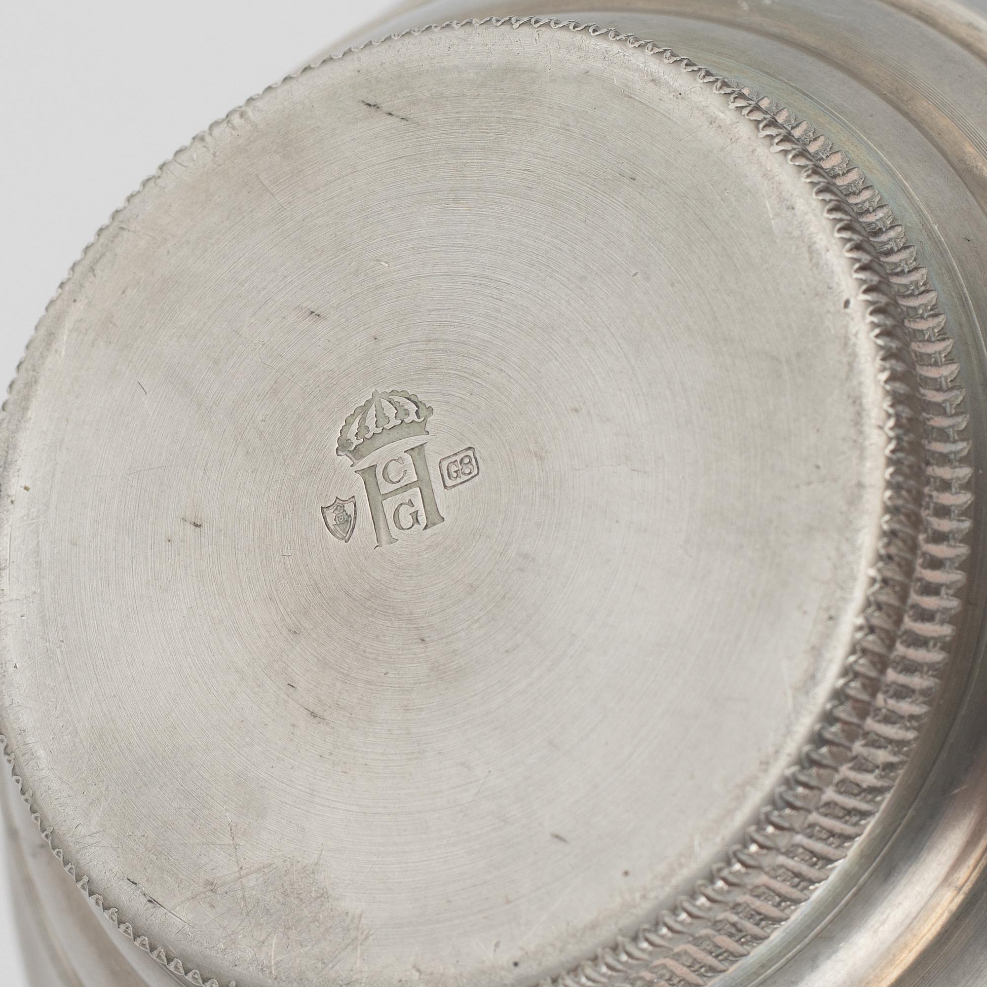 Tin, 3 parts, including CG Hallberg, 1930s.
