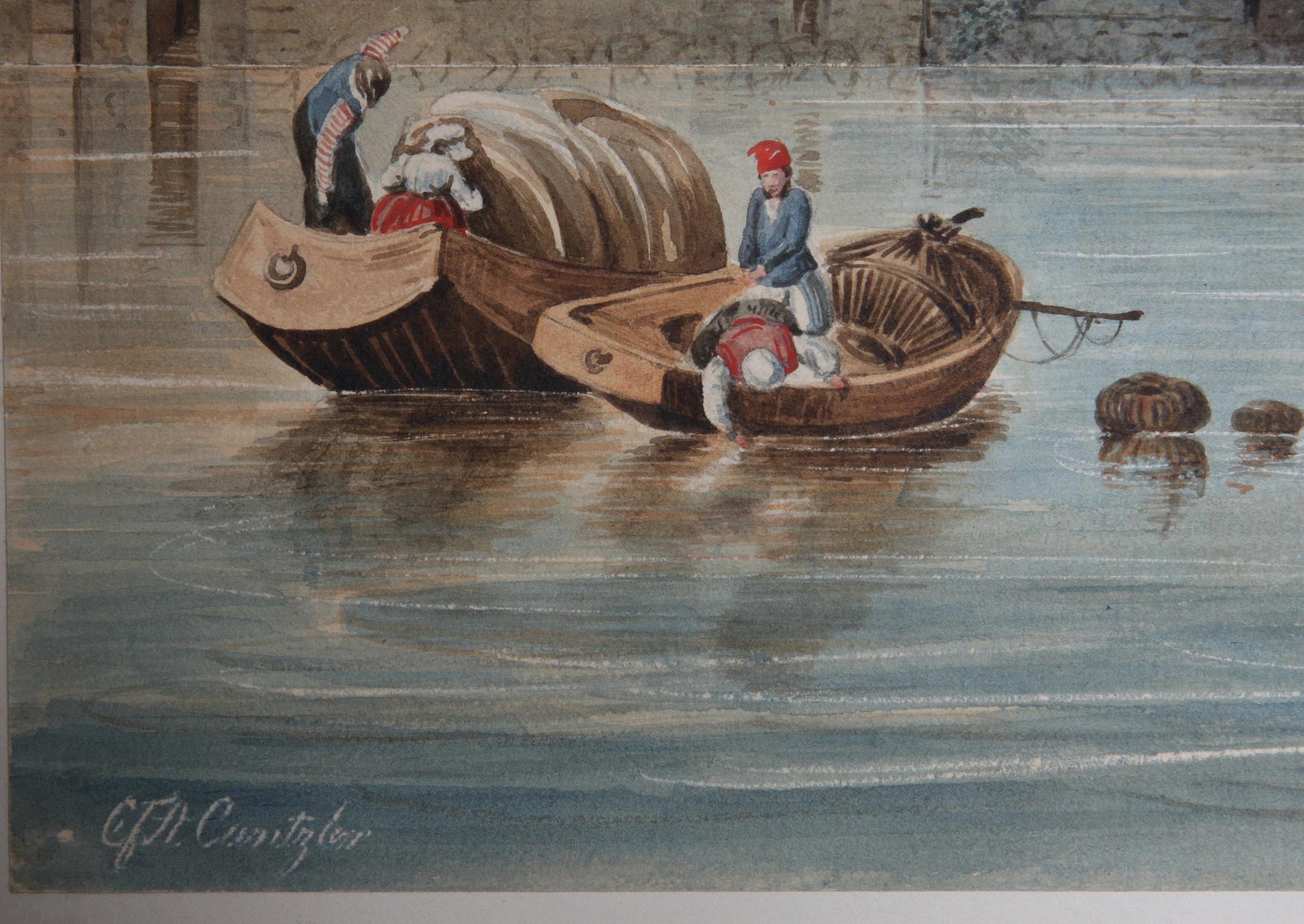 OKÄND KONSTNÄR, akvarell, sign CFA Cantzler?, 1800-tal.