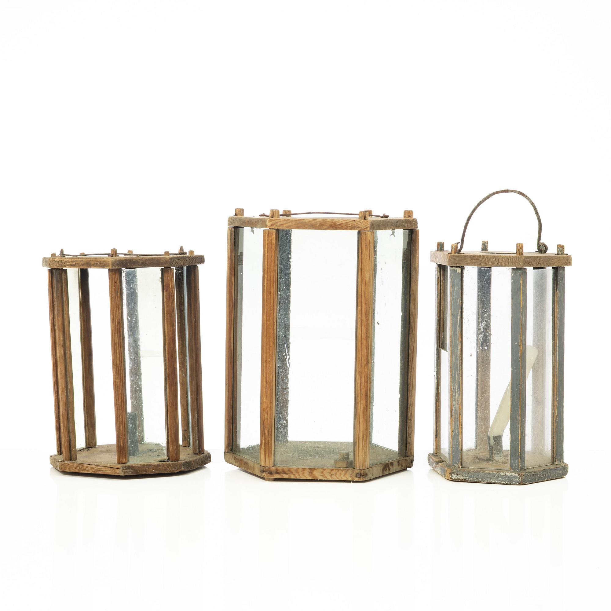 Lanterns, 3 pcs, folk art, 19th century.