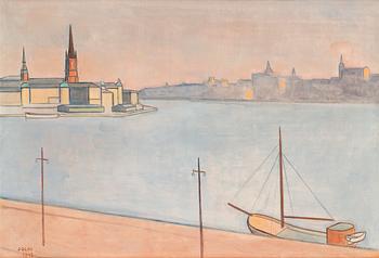 122. Einar Jolin, View from Norr Mälarstrand to Söder and Riddarholmen.