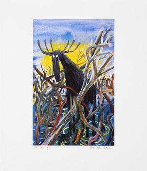 Carl Johan De Geer, färglitografi, signerad 1/50.