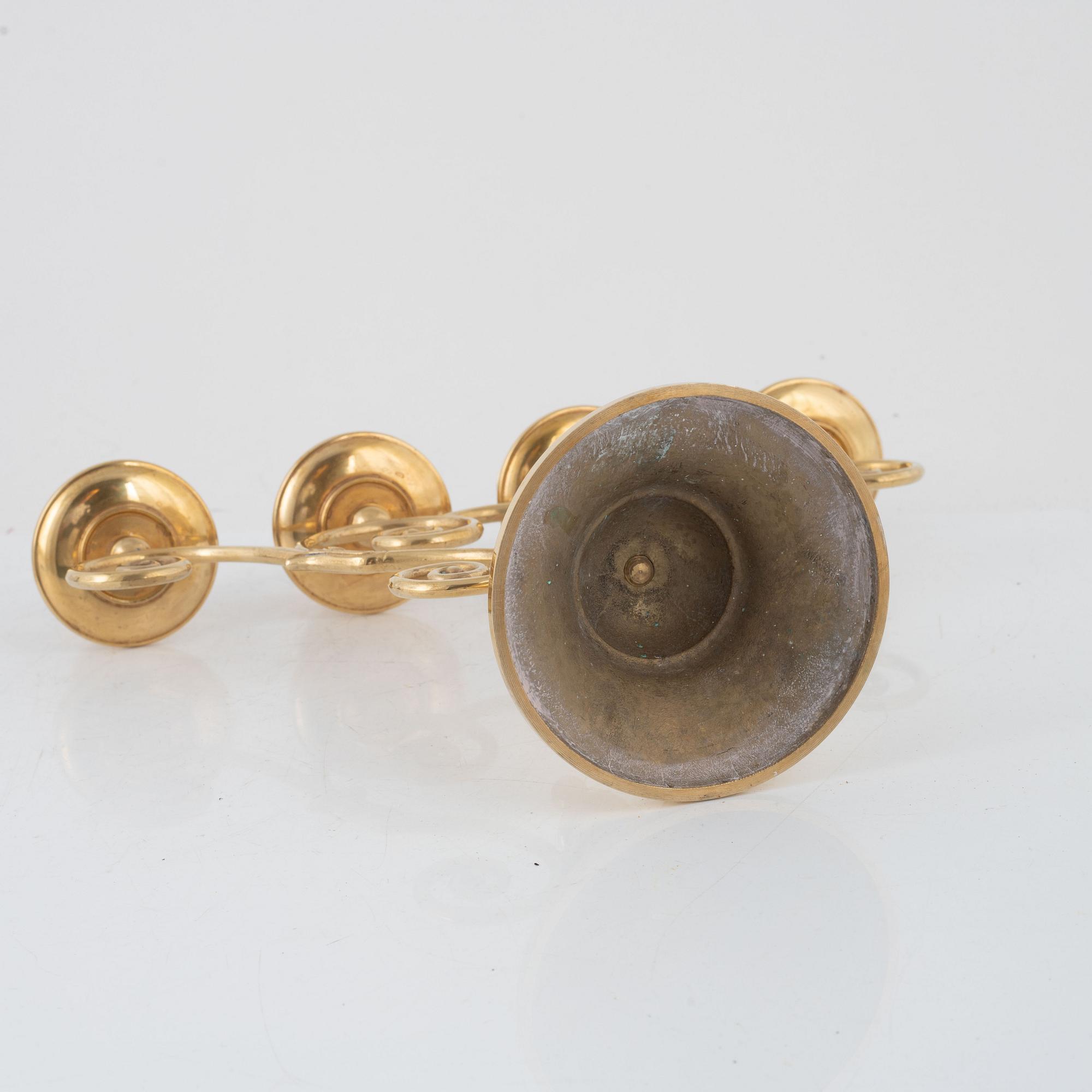 A brass candelabra, Skultuna Messingsbruk, Sweden, 1989.