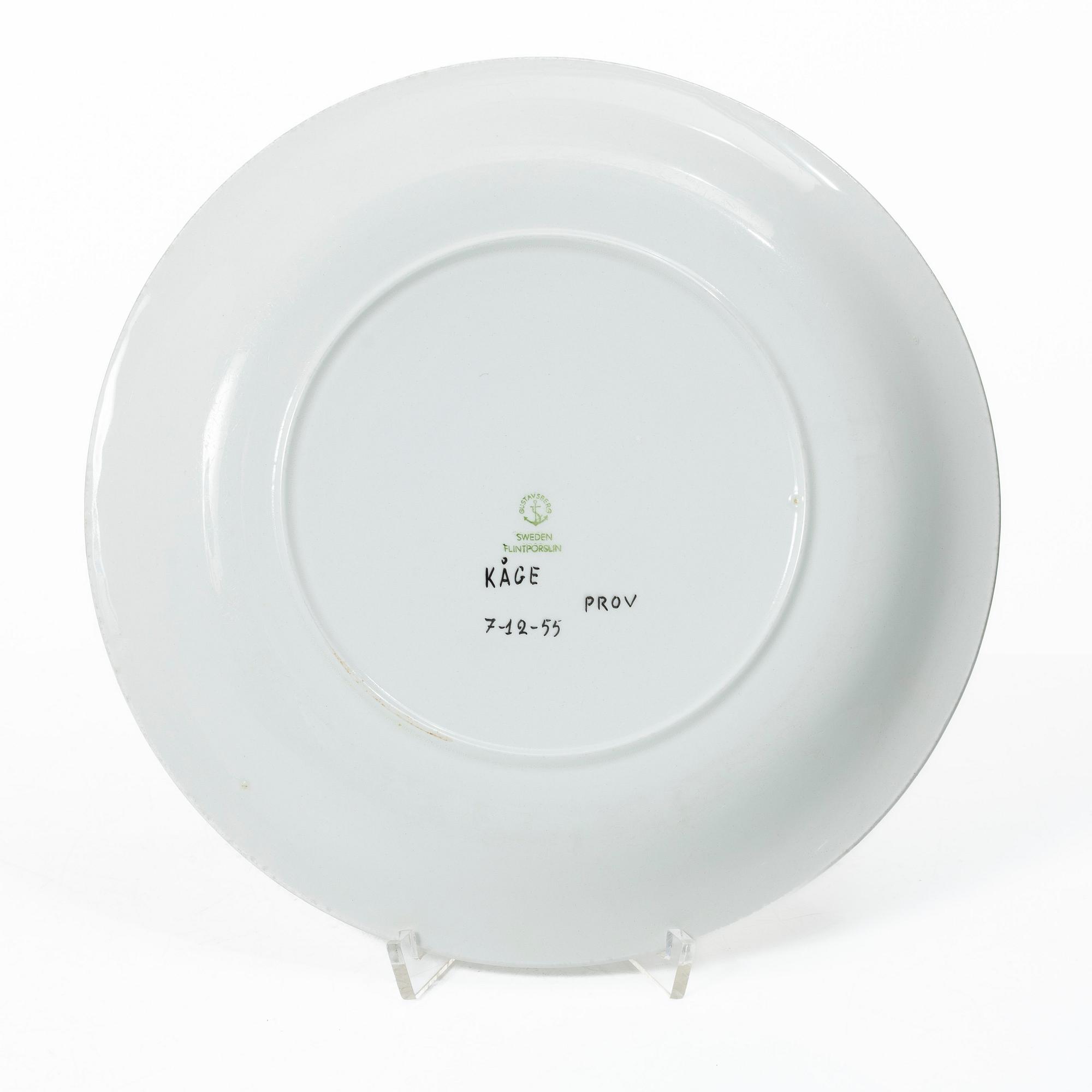 Wilhelm Kåge, Five test plates, porcelain and stoneware, Gustavsberg, 1920s-50s.