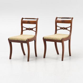 A set of six mahogany regency dining chairs, first part of the 19th Century.