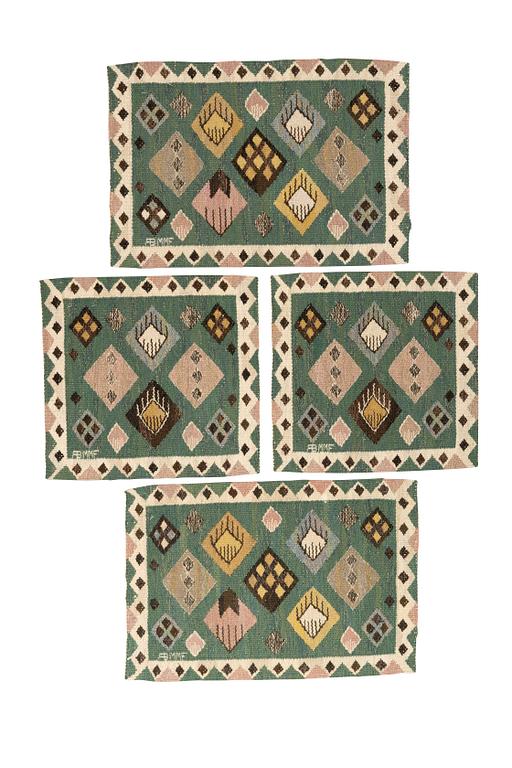 Märta Måås-Fjetterström, vävnader, 4 st. "Knoppen",  gobelängteknik, ca 34,5 x 36-37 cm - 34-35,5 x 51 cm, signerad AB MMF.