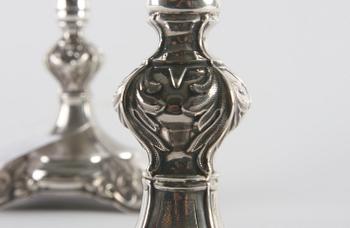 LJUSSTAKAR, ett par, silver, Sverige.