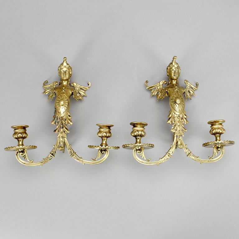 VÄGGAPPLIQUER, ett par, Louis XVI-stil, 1900-tal.