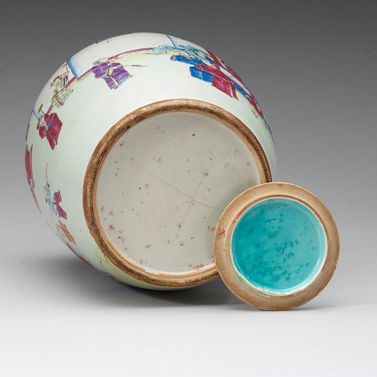 A famille rose urn with cover, Qing dynasty, late 19th century.