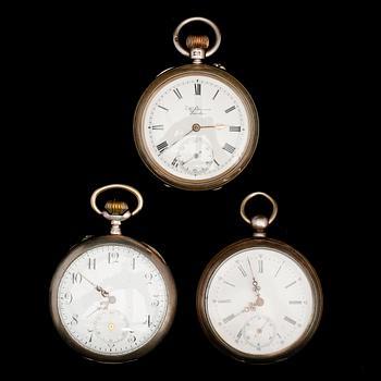 FICKUR, 3 st, silver, sekelskiftet 1900.