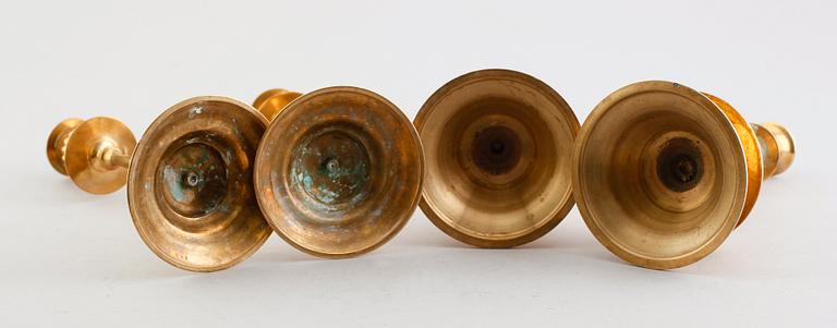 LJUSSTAKAR, 2 par, mässing, 1900-tal.