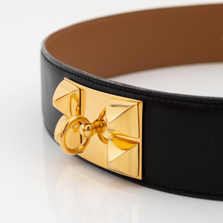 Hermès, a 'Collier de Chien' black leather belt, 1991. Size 75.