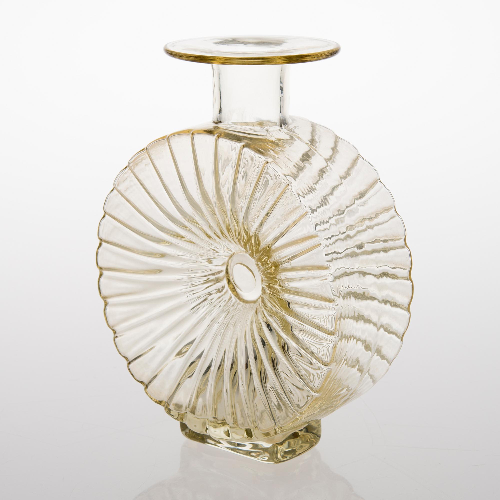 A 'Sun-Bottle' glass vase, Riihimäen Lasi, Finland. Designed in 1964.