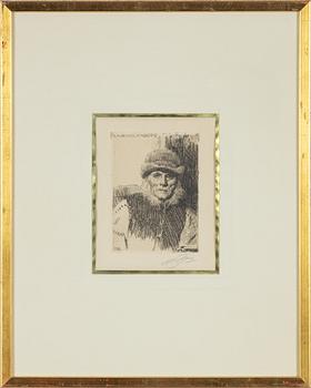 Anders Zorn, etching, 1919, signed in pencil.