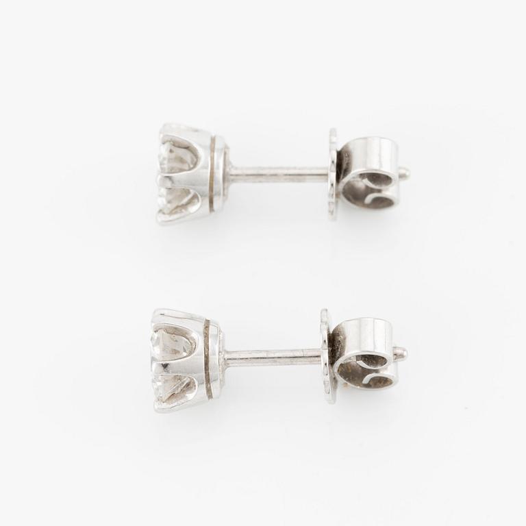 Earrings, a pair, 18K white gold with brilliant-cut diamonds.