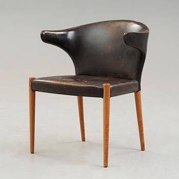 Jacob Kjaer, A Jacob Kjaer mahogany and black leather 'B 47' armchair, Denmark 1954.