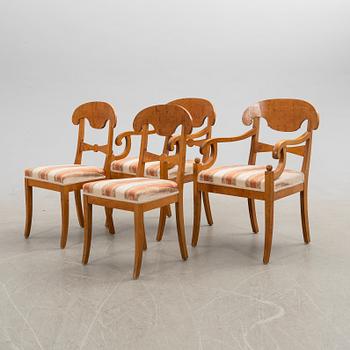 Chairs, two pairs, Karl Johan style. Early 20th century.