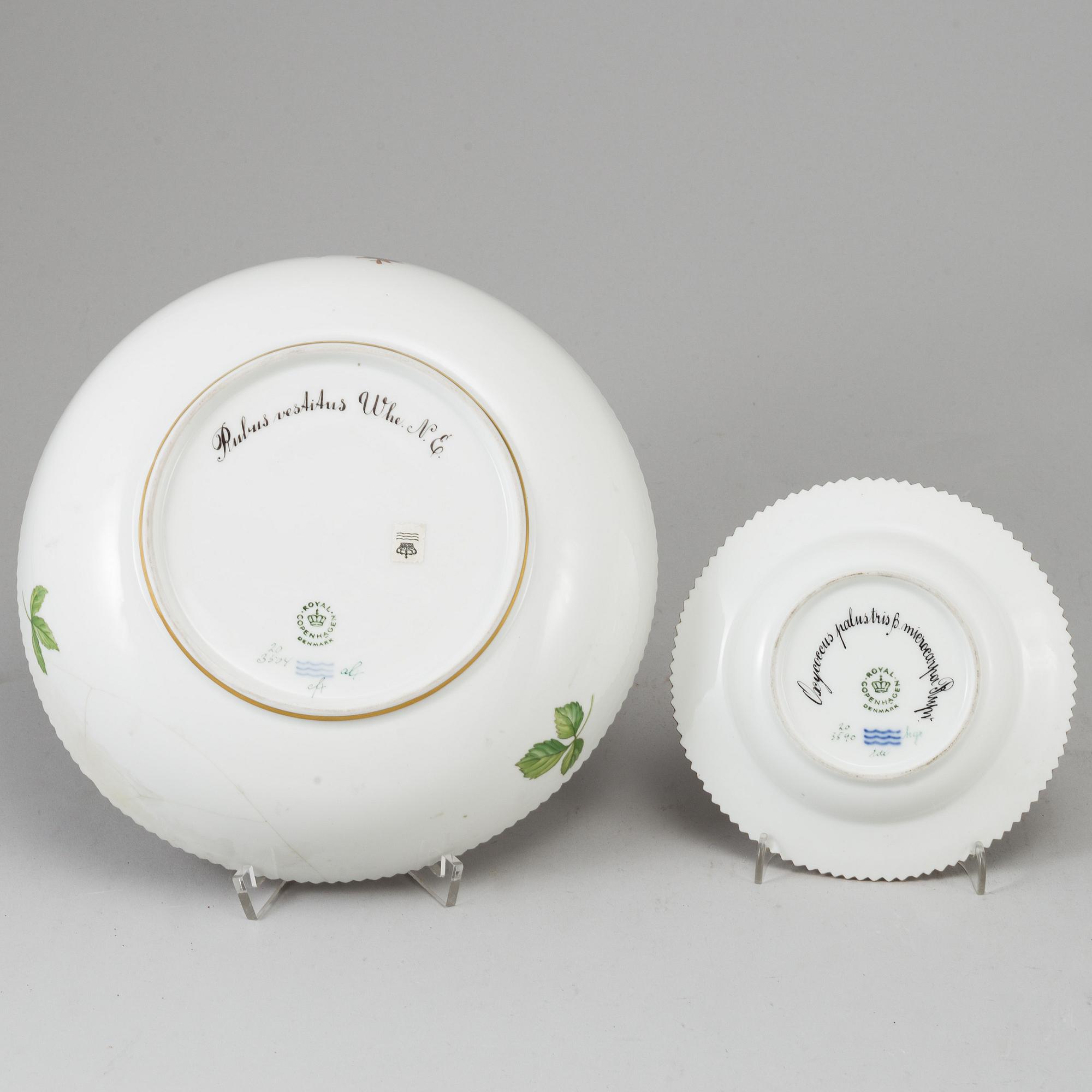 ROYAL COPENHAGEN, a 'Flora Danica' porcelain bowl and dish, Denmark, 1968.