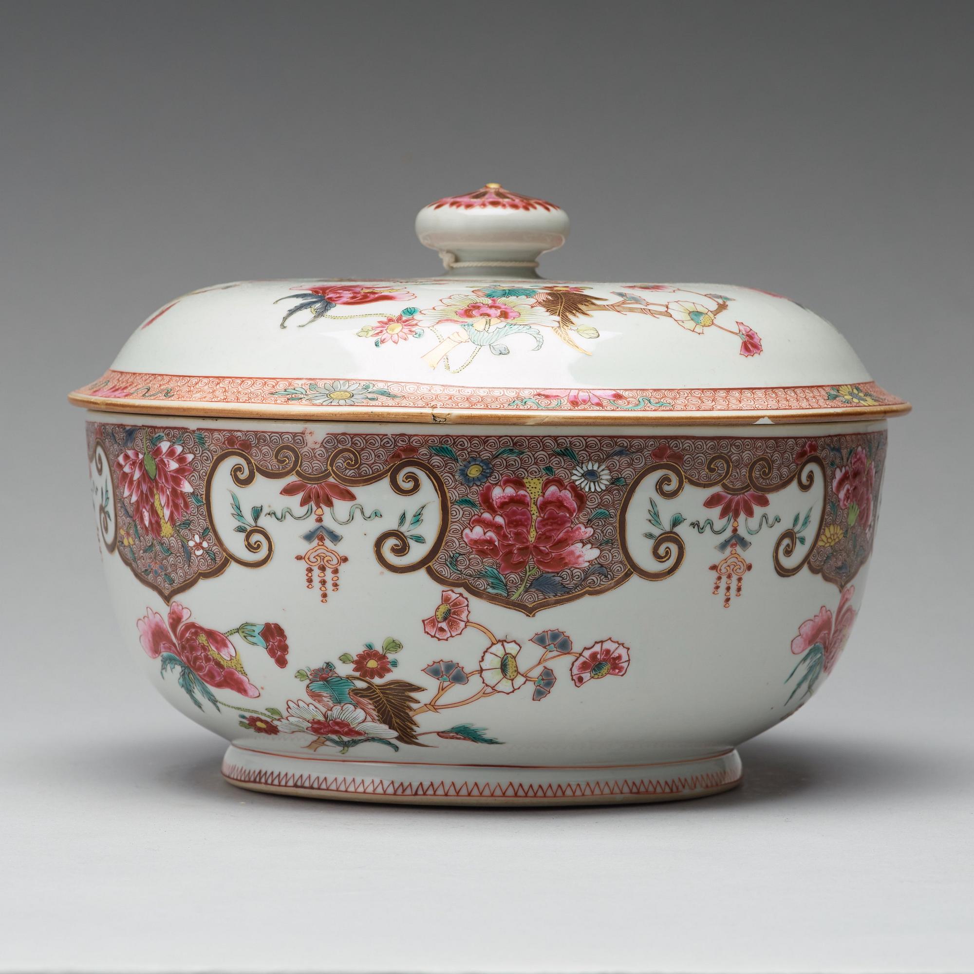 A famille rose tureen with cover, Qing dynasty, Yongzheng (1723-35).