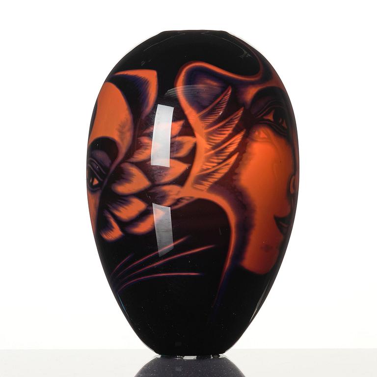 Eva Englund, an "Eldsjäl" graal glass vase, Orrefors 1988, ed 1-50.