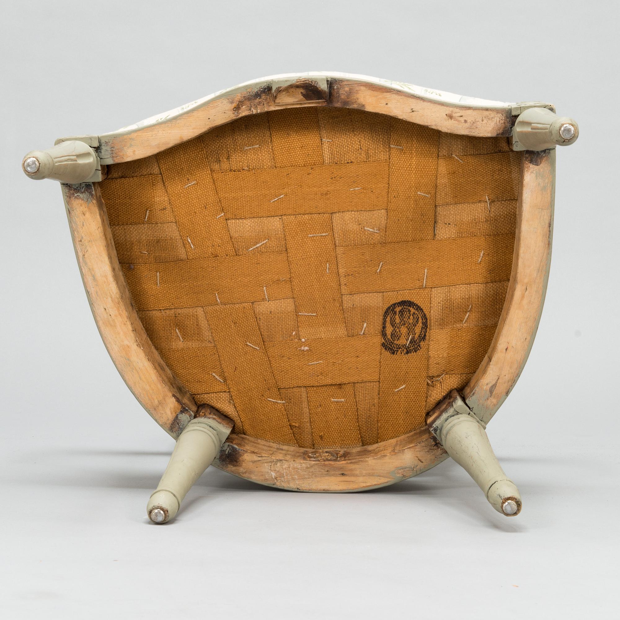 A Gustavian armchair by Johan Erik Höglander, master in Stockholm 1777-1813. Signed IEH.