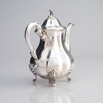 A Rococo style silver coffee pot, Swedish import marks, 20th Century.