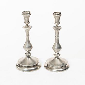 A pair of Swedish silver candelsticks, mark of Lars Larsson & Co,  Stockholm 1872.