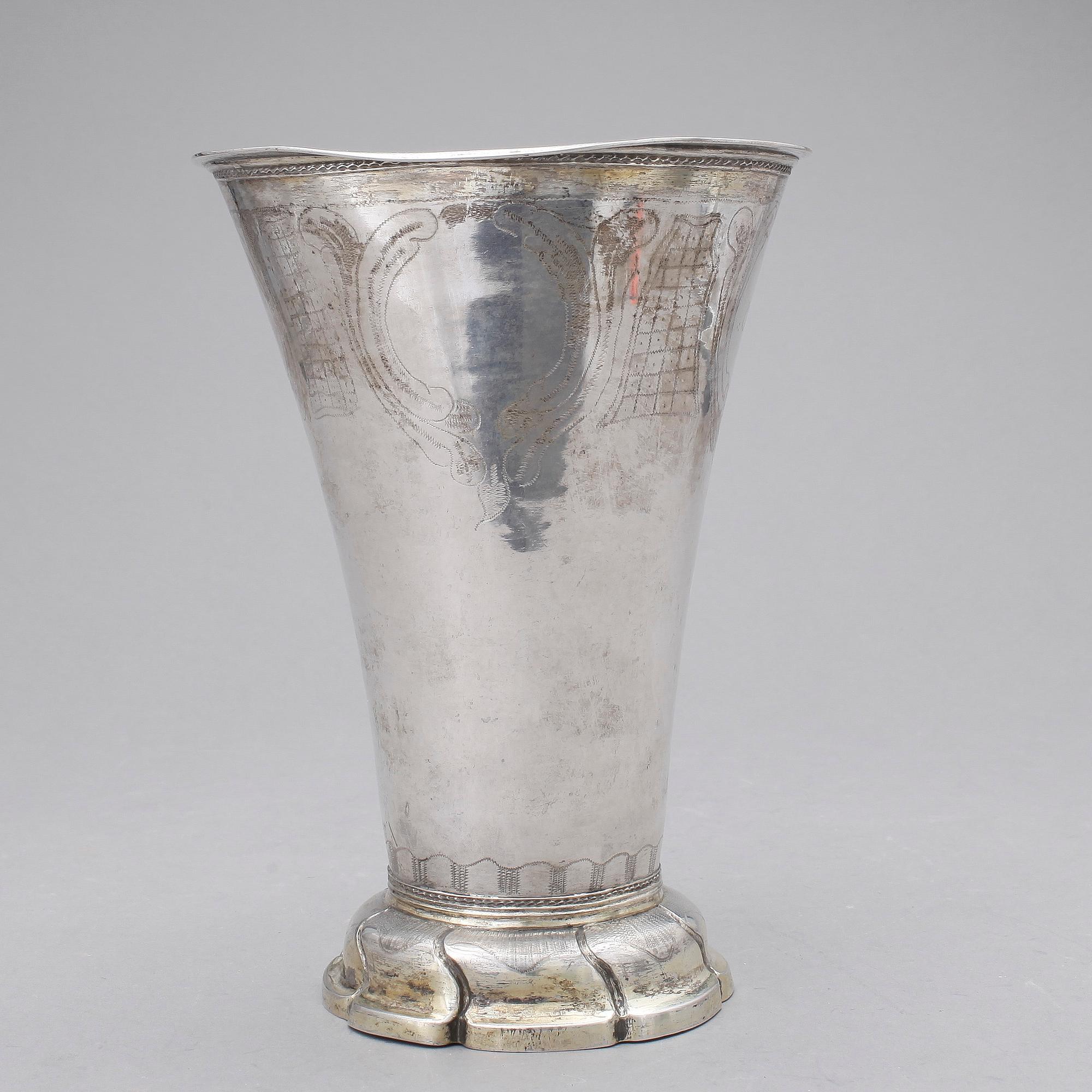 BÄGARE, silver Carl Fredrik Seseman, Arboga 1791. Vikt 486 gr.