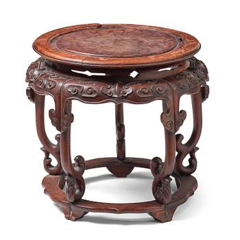1076. A hardwood garden seat/stand, Qing dynasty, 19th century.