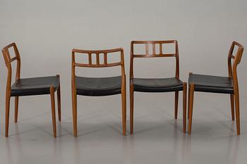 MATBORD och 4 STOLAR, bl a J L Möller models, Danmark, 1900-talets andra hälft.