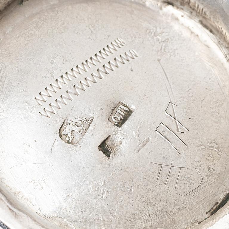 A Russian silver teapot, Moscow 18th century, unclear marks, probably Fedor Petrov (active 1760-1789).