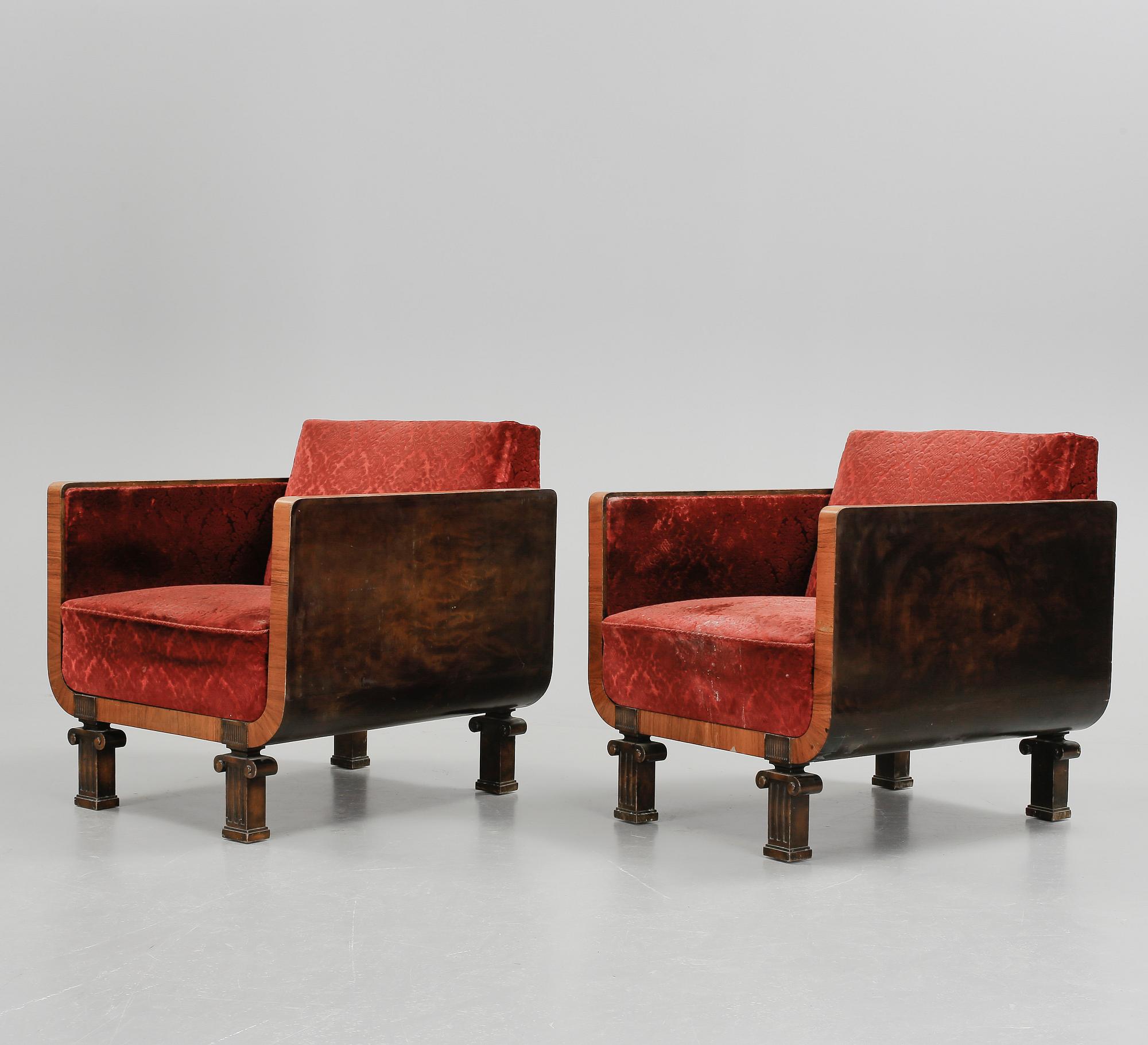 FÅTÖLJER, ett par, möjligen Erik Chambert, 1920/1930-tal.