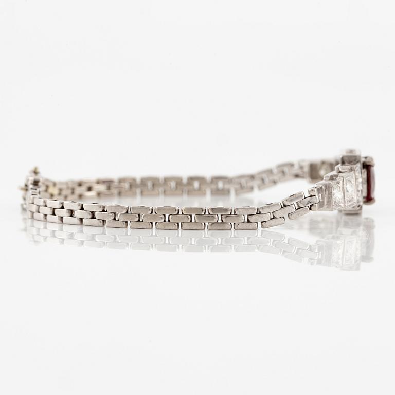 A bracelet 18K white gold with ruby and brilliant-cut diamonds. Malmö 1948.