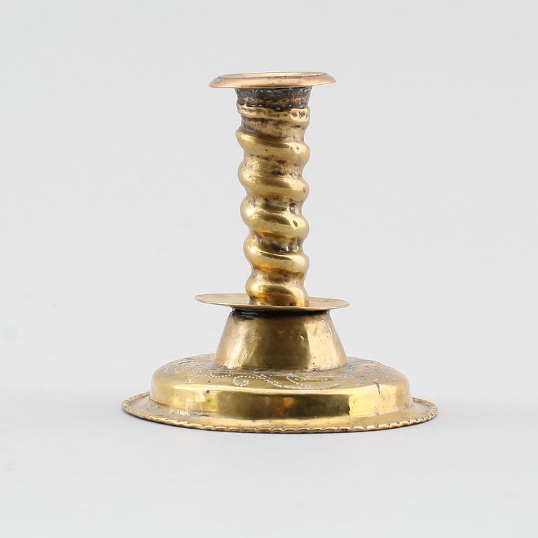 LJUSSTAKE, mässing, 1700-tal.