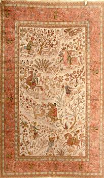 A semiantique Tabriz carpet signed ca 290 x 198 cm.