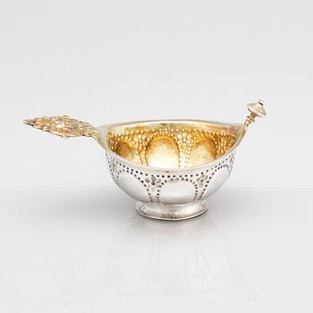 A Swedish 18th century parcel-gilt silver brandy-bowl, mark of Lorens Stabeus, Stockholm 1754.