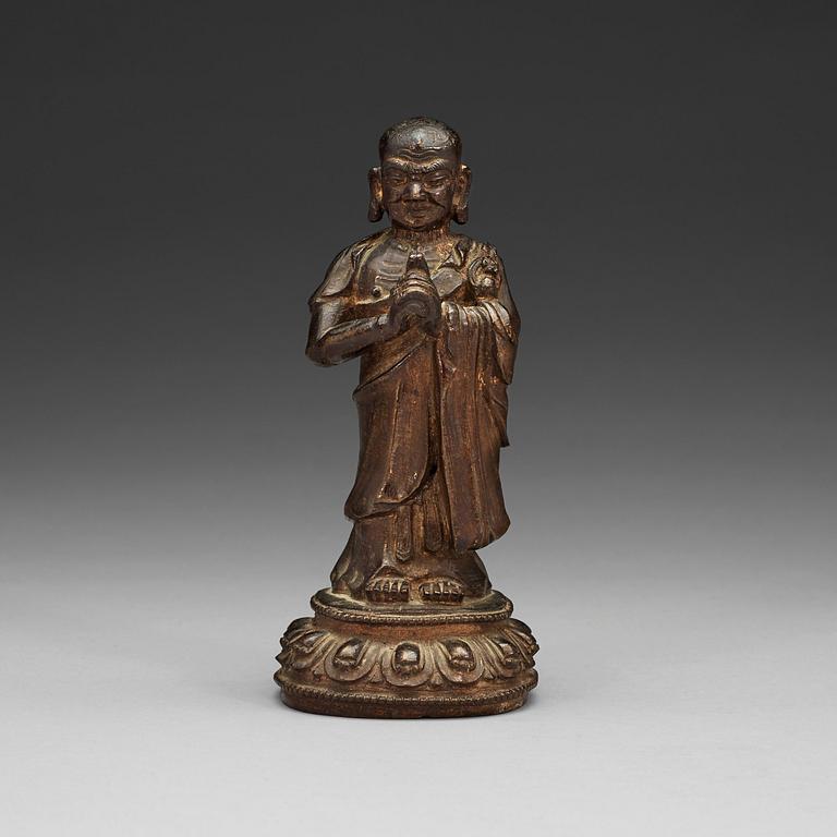 A bronze figure of a Lohan, Ming dynasty, 17th Century.